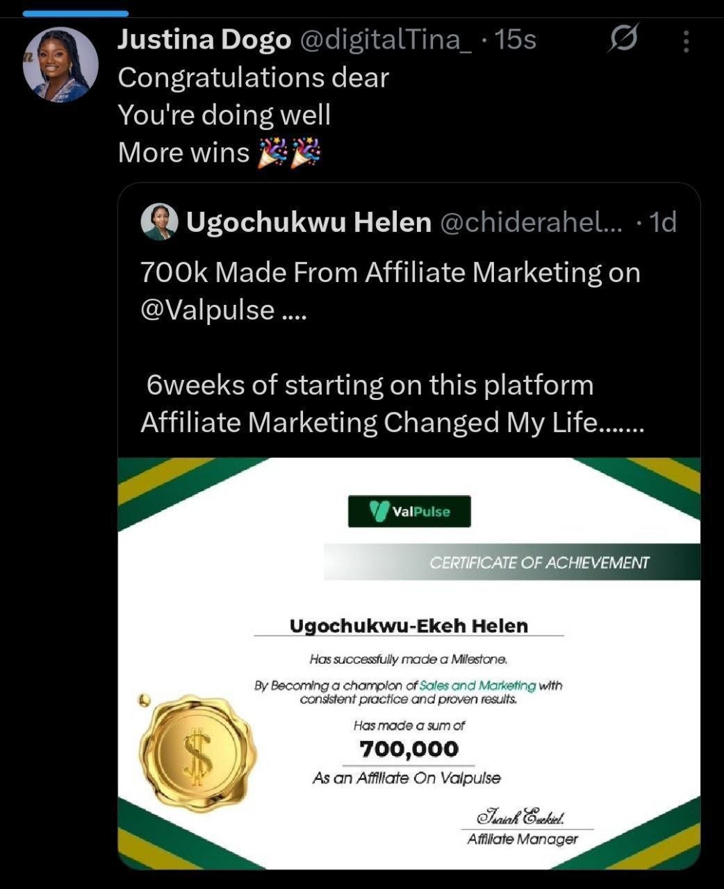 Student tweet testimonial